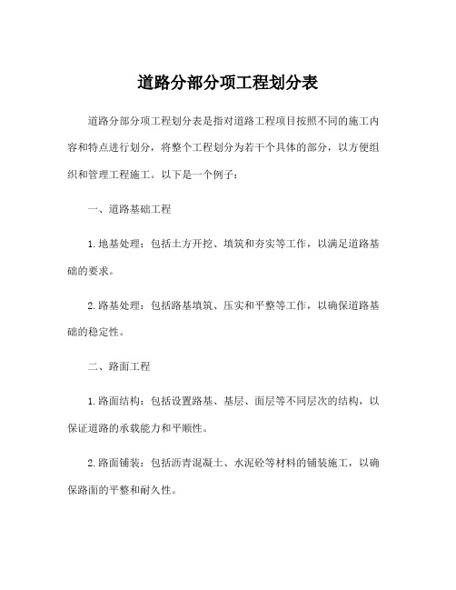 市政道路分部分项划分(图3)