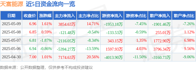 天富能源（600509）5月9日主力资金净买入385463万元(图1)