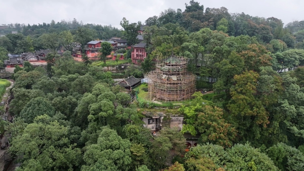大足石刻寶頂山萬歲樓修繕工程啟動(图1)